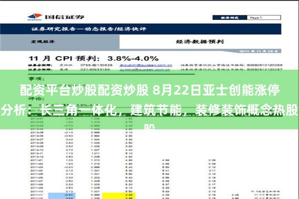 配资平台炒股配资炒股 8月22日亚士创能涨停分析：长三角一体化，建筑节能，装修装饰概念热股