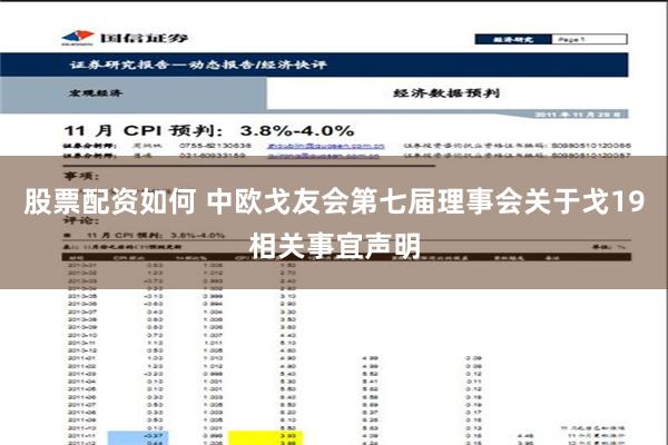 股票配资如何 中欧戈友会第七届理事会关于戈19相关事宜声明